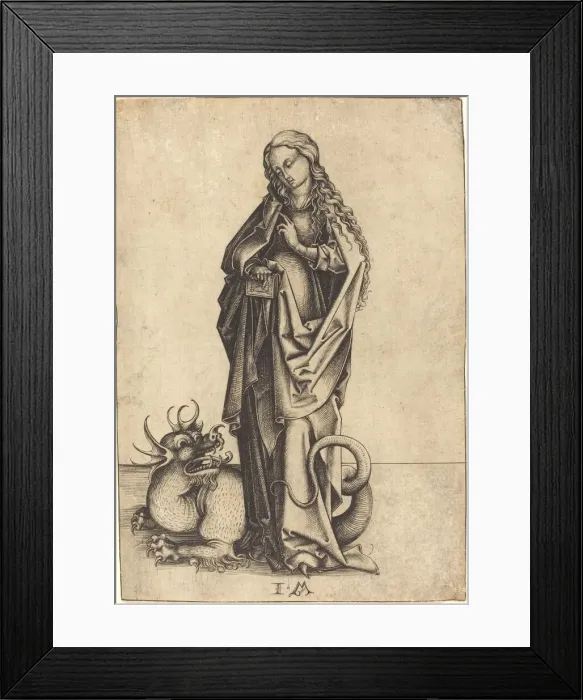 Framed Print : Saint Margaret, c. 1480 / 1490. Creator: Israhel van Meckenem Framed Print : Saint Margaret, c. 1480 / 1490. Creator: Israhel van Meckenem