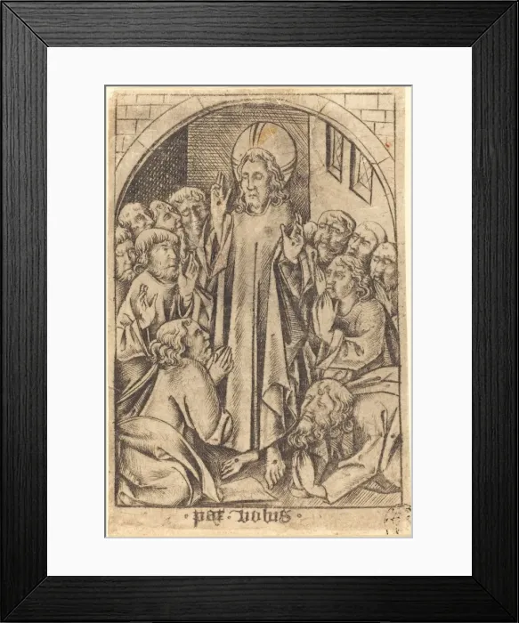 Framed Print : Christ Appearing to the Disciples, c. 1465. Creator: Israhel van Meckenem Framed Print : Christ Appearing to the Disciples, c. 1465. Creator: Israhel van Meckenem