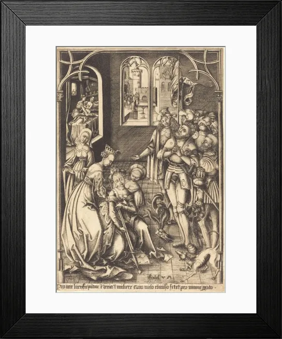 Framed Print : The Death of Lucretia, c. 1500 / 1503. Creator: Israhel van Meckenem Framed Print : The Death of Lucretia, c. 1500 / 1503. Creator: Israhel van Meckenem