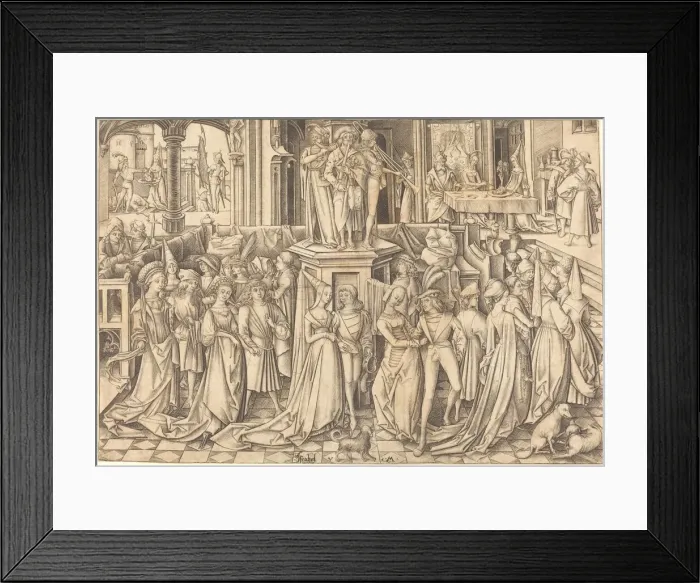 Framed Print : The Dance at the Court of Herod, c. 1500. Creator: Israhel van Meckenem Framed Print : The Dance at the Court of Herod, c. 1500. Creator: Israhel van Meckenem