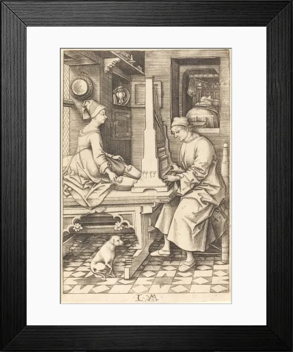 Framed Print : The Organ Player and His Wife, c. 1495  /  1503. Creator: Israhel van Meckenem