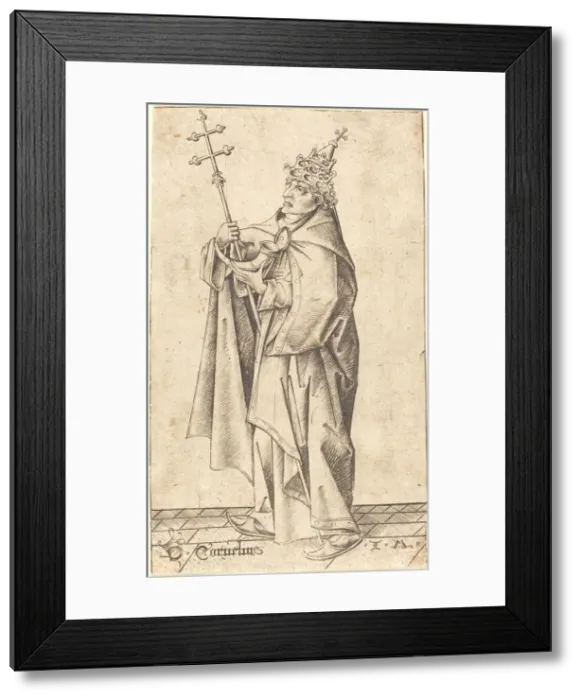 Framed Print : Saint Cornelius, c. 1470. Creator: Israhel van Meckenem Framed Print : Saint Cornelius, c. 1470. Creator: Israhel van Meckenem