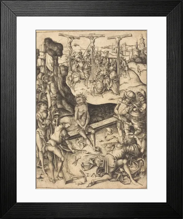 Framed Print : The Crucifixion, c. 1480. Creator: Israhel van Meckenem Framed Print : The Crucifixion, c. 1480. Creator: Israhel van Meckenem