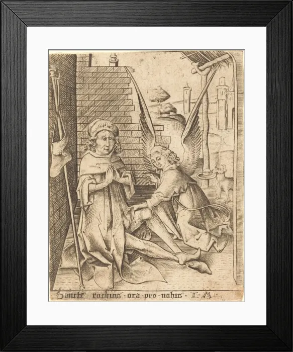 Framed Print : Saint Roch, c. 1490 / 1500. Creator: Israhel van Meckenem Framed Print : Saint Roch, c. 1490 / 1500. Creator: Israhel van Meckenem