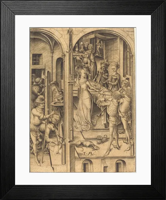 Framed Print : Beheading of Saint John the Baptist, c. 1480. Creator: Israhel van Meckenem Framed Print : Beheading of Saint John the Baptist, c. 1480. Creator: Israhel van Meckenem