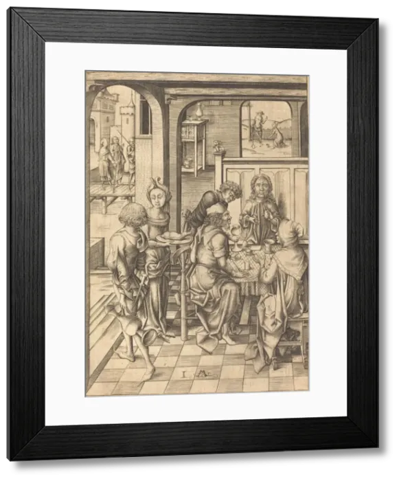 Framed Print : Christ at Emmaus, c. 1480. Creator: Israhel van Meckenem