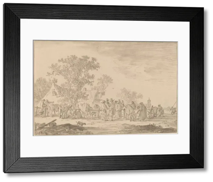 Framed Print : Cattle Market, 1767. Creator: Cornelis Ploos van Amstel Framed Print : Cattle Market, 1767. Creator: Cornelis Ploos van Amstel