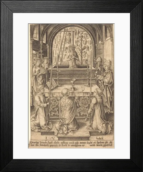 Framed Print : The Mass of Saint Gregory, c. 1480 / 1485. Creator: Israhel van Meckenem Framed Print : The Mass of Saint Gregory, c. 1480 / 1485. Creator: Israhel van Meckenem