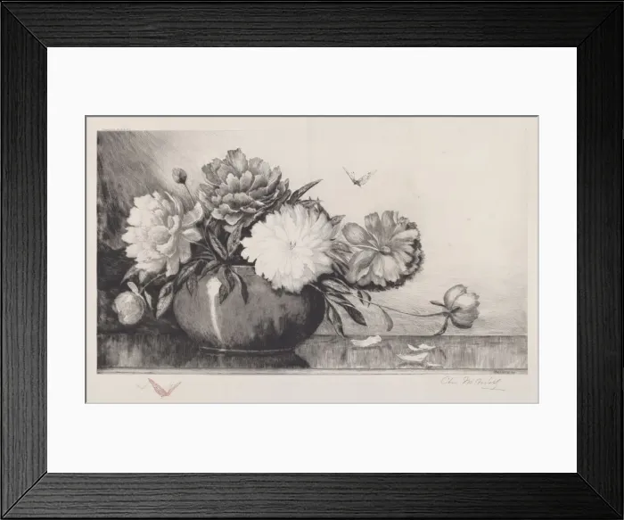Framed Print : Untitled (Peonies in a Bowl), 1890. Creator: Charles Frederick William Mielatz Framed Print : Untitled (Peonies in a Bowl), 1890. Creator: Charles Frederick William Mielatz