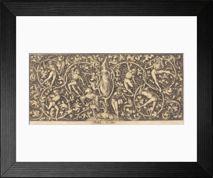 Framed Print : Ornament with Morris Dancers, c. 1490 / 1500. Creator: Israhel van Meckenem Framed Print : Ornament with Morris Dancers, c. 1490 / 1500. Creator: Israhel van Meckenem