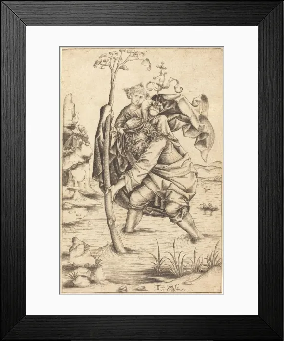 Framed Print : Saint Christopher, c. 1480 / 1490. Creator: Israhel van Meckenem Framed Print : Saint Christopher, c. 1480 / 1490. Creator: Israhel van Meckenem