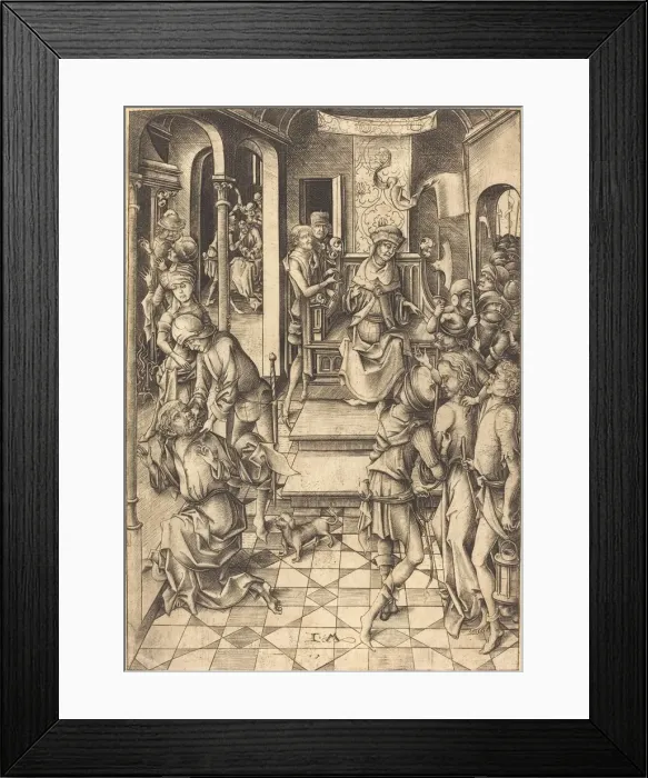 Framed Print : Christ before Annas, c. 1480. Creator: Israhel van Meckenem Framed Print : Christ before Annas, c. 1480. Creator: Israhel van Meckenem