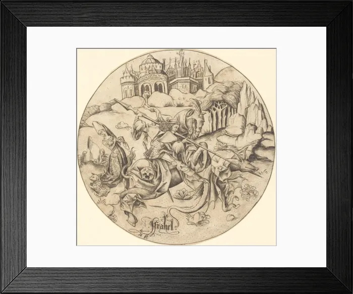 Framed Print : Saint George and the Dragon, c. 1465  /  1470. Creator: Israhel van Meckenem