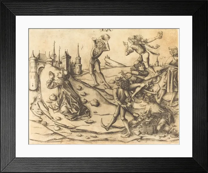 Framed Print : The Stoning of Saint Stephen, c. 1470. Creator: Israhel van Meckenem Framed Print : The Stoning of Saint Stephen, c. 1470. Creator: Israhel van Meckenem