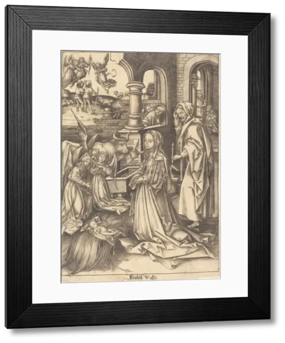 Framed Print : The Nativity, c. 1490 / 1500. Creator: Israhel van Meckenem Framed Print : The Nativity, c. 1490 / 1500. Creator: Israhel van Meckenem