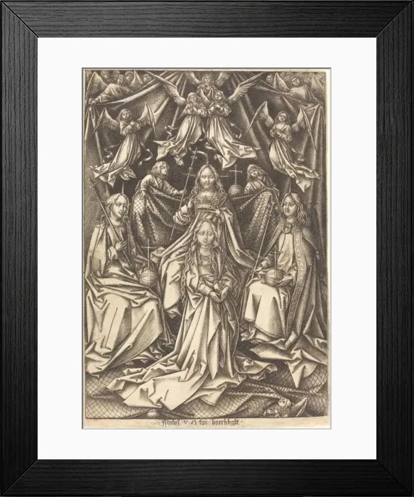 Framed Print : The Coronation of the Virgin, c. 1490 / 1500. Creator: Israhel van Meckenem Framed Print : The Coronation of the Virgin, c. 1490 / 1500. Creator: Israhel van Meckenem