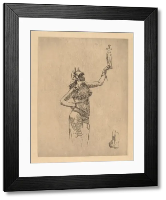 Framed Print : The Falconer (La fauconniere). Creator: Felicien Rops Framed Print : The Falconer (La fauconniere). Creator: Felicien Rops