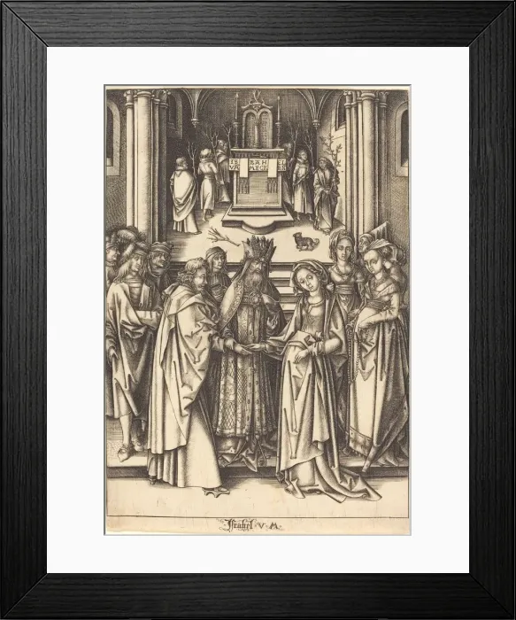 Framed Print : The Marriage of the Virgin, c. 1490 / 1500. Creator: Israhel van Meckenem Framed Print : The Marriage of the Virgin, c. 1490 / 1500. Creator: Israhel van Meckenem