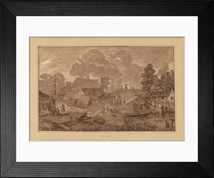 Framed Print : Village with Pond, c. 1782. Creator: Cornelis Brouwer Framed Print : Village with Pond, c. 1782. Creator: Cornelis Brouwer