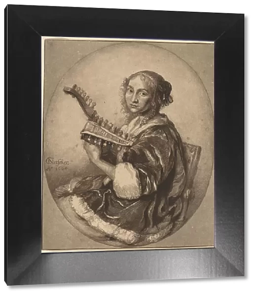 Lady with Double-Headed Lute, 1781. Creator: Cornelis Brouwer