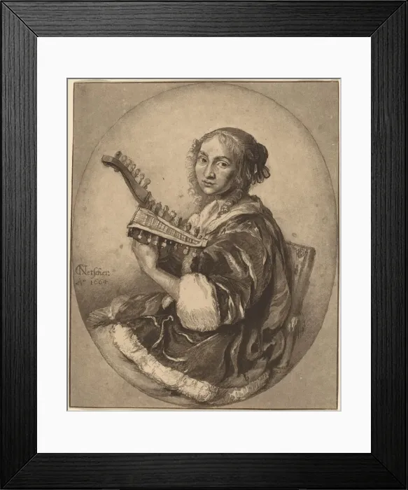 Framed Print : Lady with Double-Headed Lute, 1781. Creator: Cornelis Brouwer Framed Print : Lady with Double-Headed Lute, 1781. Creator: Cornelis Brouwer
