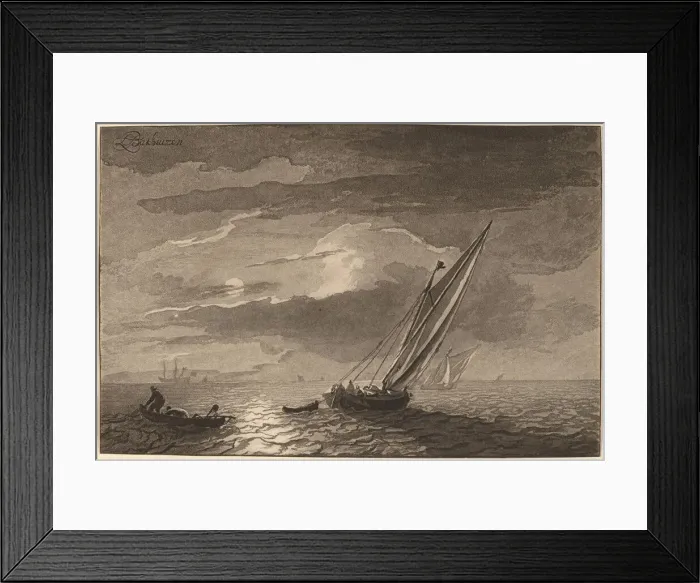 Framed Print : Seascape with Full Moon, 1779, published 1781. Creator: Cornelis Brouwer Framed Print : Seascape with Full Moon, 1779, published 1781. Creator: Cornelis Brouwer