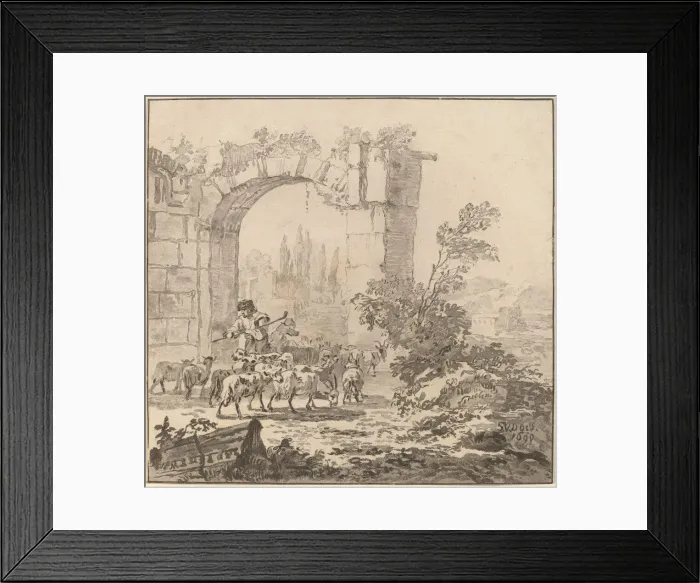 Framed Print : Flock of Goats, 1781, published 1786. Creator: Cornelis Brouwer Framed Print : Flock of Goats, 1781, published 1786. Creator: Cornelis Brouwer