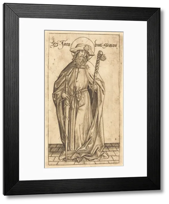 Framed Print : Saint James the Great, c. 1470 / 1480. Creator: Israhel van Meckenem Framed Print : Saint James the Great, c. 1470 / 1480. Creator: Israhel van Meckenem
