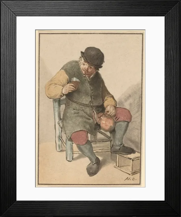 Framed Print : Seated Peasant with Jug, c. 1763. Creator: Cornelis Ploos van Amstel Framed Print : Seated Peasant with Jug, c. 1763. Creator: Cornelis Ploos van Amstel