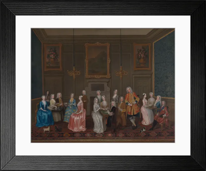 Framed Print : Tea Party at Lord Harringtons House, St. James s, 1730. Creator: Philips, Charles (c Framed Print : Tea Party at Lord Harringtons House, St. James s, 1730. Creator: Philips, Charles (c