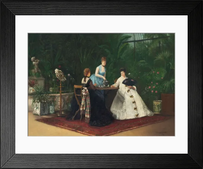 Framed Print : Tea in the conservatory, 1893. Creator: Samson, Jeanne (active 19th century) Framed Print : Tea in the conservatory, 1893. Creator: Samson, Jeanne (active 19th century)