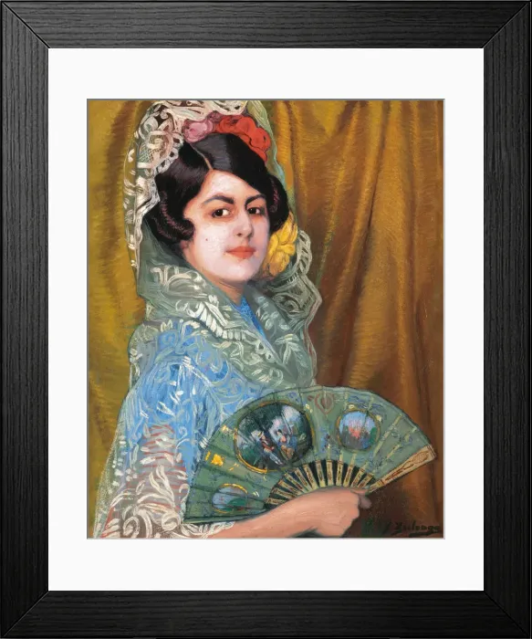 Framed Print : Dama con abanico (Lady With a Fan). Creator: Zuloaga y Zabaleto, Ignacio (1870-1945) Framed Print : Dama con abanico (Lady With a Fan). Creator: Zuloaga y Zabaleto, Ignacio (1870-1945)