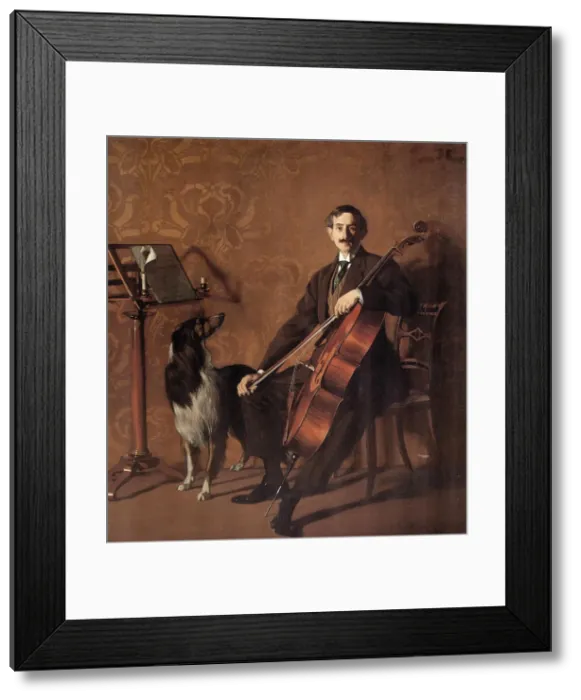 Framed Print : Portrait of the cellist Juan de Azurmendi, 1909. Creator: Zuloaga y Zabaleto Framed Print : Portrait of the cellist Juan de Azurmendi, 1909. Creator: Zuloaga y Zabaleto