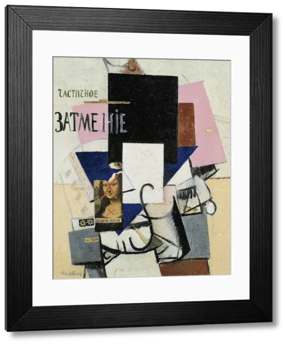 Framed Print : Composition with the Mona Lisa (Partial Eclipse), 1914. Creator: Malevich Framed Print : Composition with the Mona Lisa (Partial Eclipse), 1914. Creator: Malevich