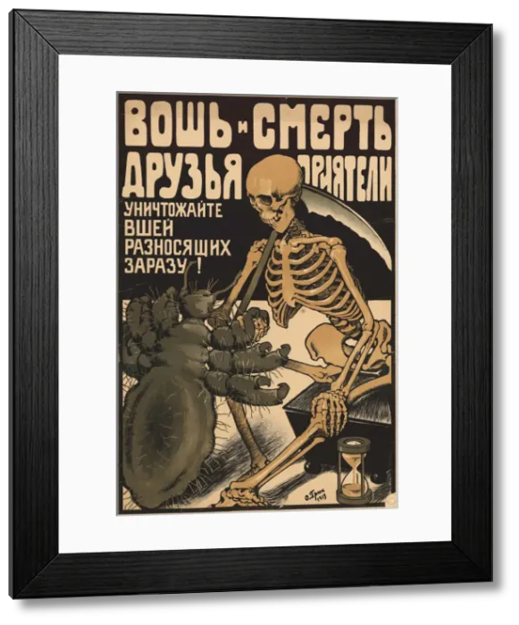 Framed Print : Louse and death are pals-and-buddy, 1919. Creator: Gruen, Oskar Petrovich (1874-1935) Framed Print : Louse and death are pals-and-buddy, 1919. Creator: Gruen, Oskar Petrovich (1874-1935)