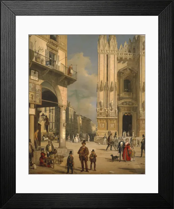 Framed Print : Piazza del Duomo, Milan, 1840. Creator: Inganni, Angelo (1807-1880) Framed Print : Piazza del Duomo, Milan, 1840. Creator: Inganni, Angelo (1807-1880)