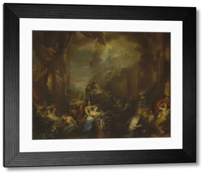 Framed Print : Dido burning herself at the stake. Creator: Elliger, Ottmar (Ottomar) Framed Print : Dido burning herself at the stake. Creator: Elliger, Ottmar (Ottomar)