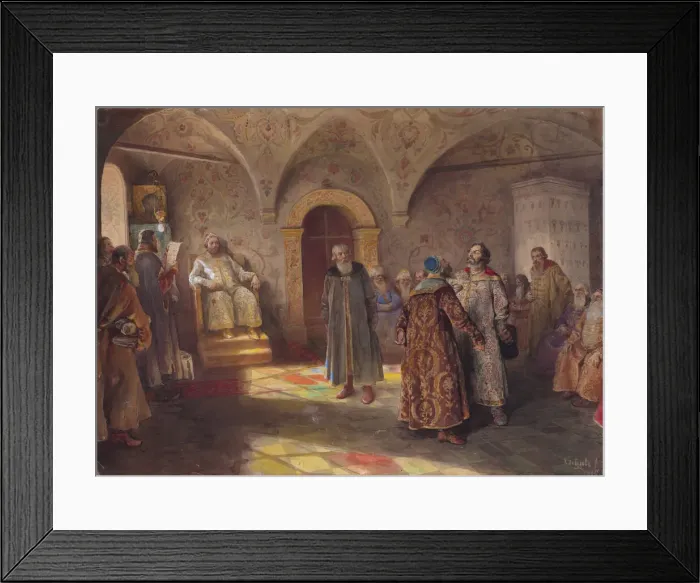 Framed Print : Tsar and boyars, 1907. Creator: Lebedev, Klavdi Vasilyevich (1852-1916) Framed Print : Tsar and boyars, 1907. Creator: Lebedev, Klavdi Vasilyevich (1852-1916)