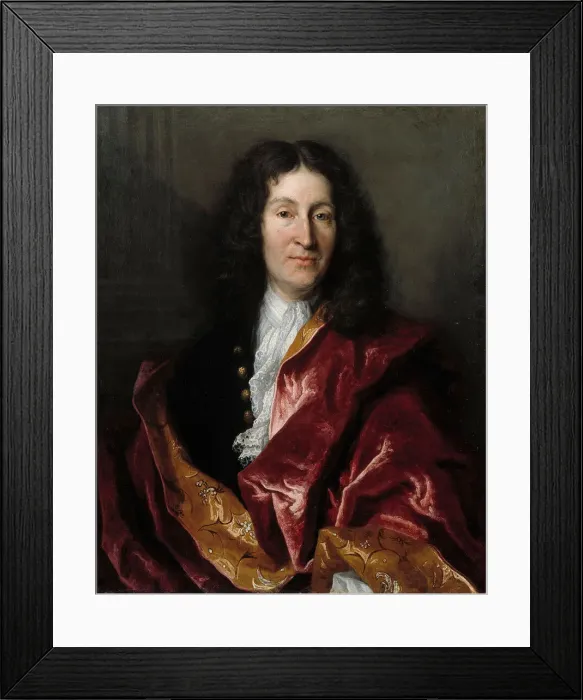 Framed Print : Portrait of Jean de La Fontaine (1621-1695), 1699. Creator: Millot, Henri (?-1756) Framed Print : Portrait of Jean de La Fontaine (1621-1695), 1699. Creator: Millot, Henri (?-1756)
