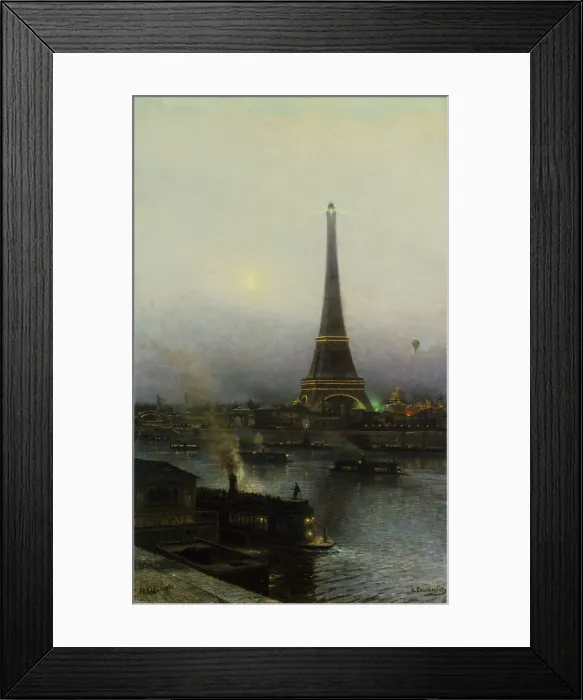 Framed Print : The Eiffel tower at Night, 1889. Creator: Bogolyubov, Alexei Petrovich (1824-1896) Framed Print : The Eiffel tower at Night, 1889. Creator: Bogolyubov, Alexei Petrovich (1824-1896)
