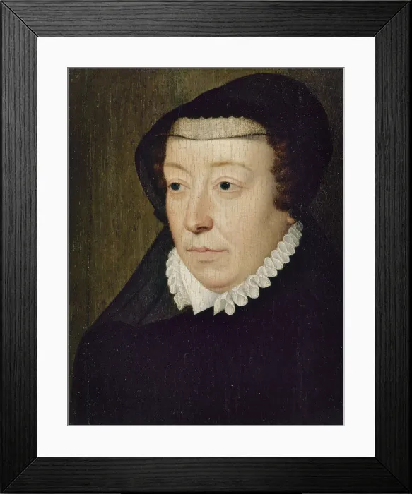 Framed Print : Portrait of Catherine de Medici (1519-1589), 1565. Creator: Clouet, Francois Framed Print : Portrait of Catherine de Medici (1519-1589), 1565. Creator: Clouet, Francois