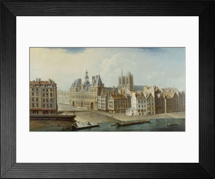 Framed Print : L Hotel de Ville et la place de Greve, 1753. Creator: Raguenet Framed Print : L Hotel de Ville et la place de Greve, 1753. Creator: Raguenet