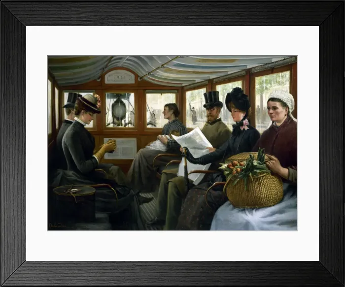 Framed Print : In an Omnibus, 1885. Creator: Delondre, Maurice (active 1880s) Framed Print : In an Omnibus, 1885. Creator: Delondre, Maurice (active 1880s)