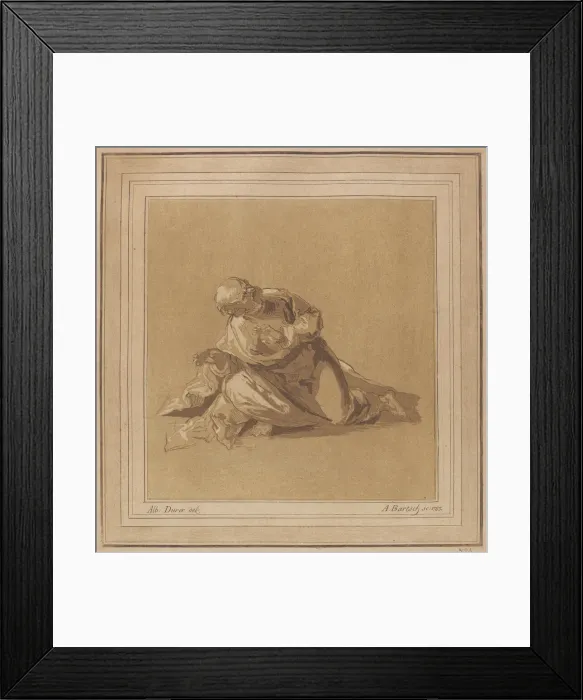 Framed Print : A Crouching Apostle (Saint Peter), 1785. Creator: Adam von Bartsch Framed Print : A Crouching Apostle (Saint Peter), 1785. Creator: Adam von Bartsch