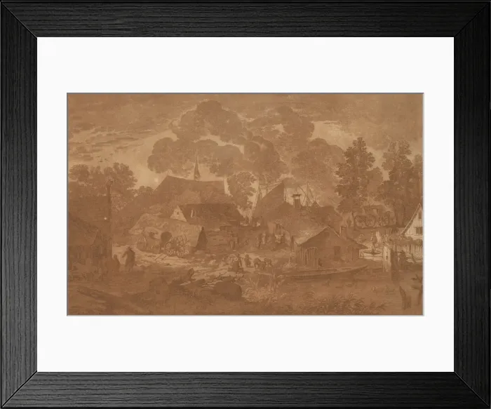 Framed Print : Village with Pond, c. 1782. Creator: Cornelis Brouwer Framed Print : Village with Pond, c. 1782. Creator: Cornelis Brouwer