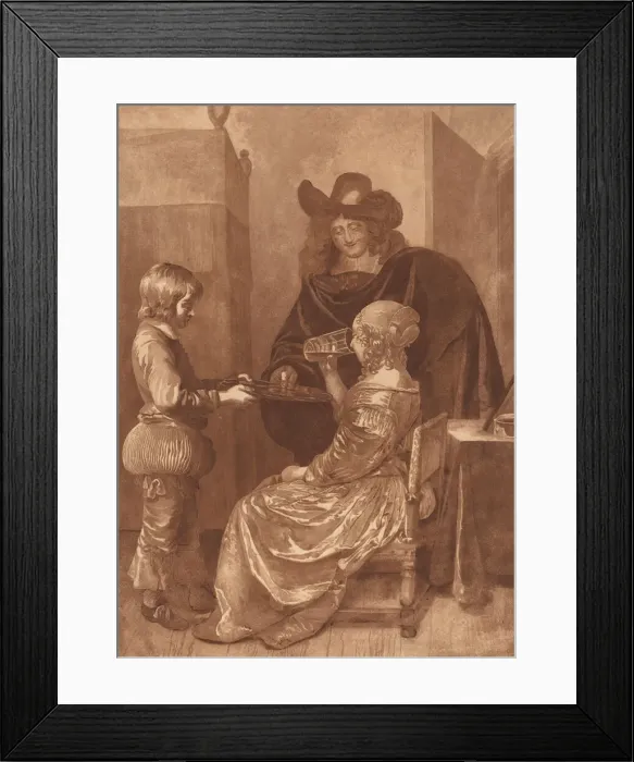 Framed Print : Cavalier and Lady with a Page, 1779, published 1781. Creator: Cornelis Brouwer Framed Print : Cavalier and Lady with a Page, 1779, published 1781. Creator: Cornelis Brouwer