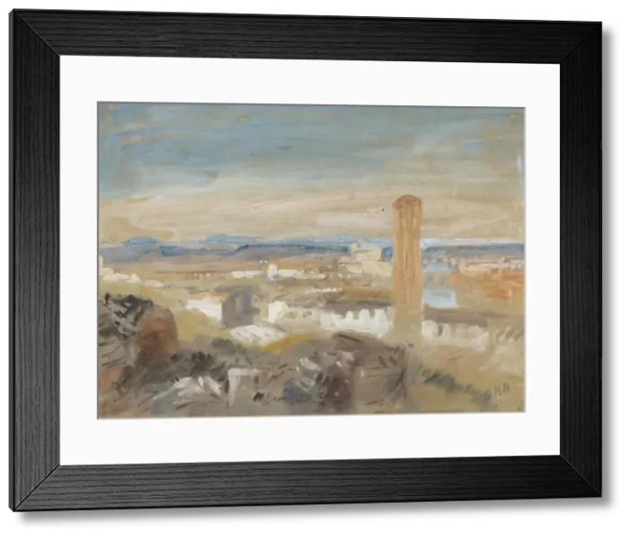 Framed Print : A Campanile among Ruins. Creator: Hercules Brabazon Brabazon Framed Print : A Campanile among Ruins. Creator: Hercules Brabazon Brabazon