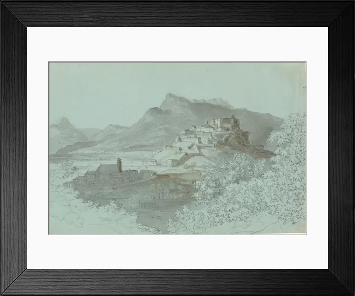 Framed Print : View of Salzburg, 1820s. Creator: Johann Georg von Dillis Framed Print : View of Salzburg, 1820s. Creator: Johann Georg von Dillis
