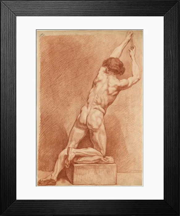 Framed Print : A Male Nude Seen from Behind, c. 1760. Creator: Unknown Framed Print : A Male Nude Seen from Behind, c. 1760. Creator: Unknown