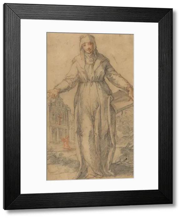 Framed Print : Female Saint (Saint Clare of Assisi or Saint Catherine of Siena?), c. 1600